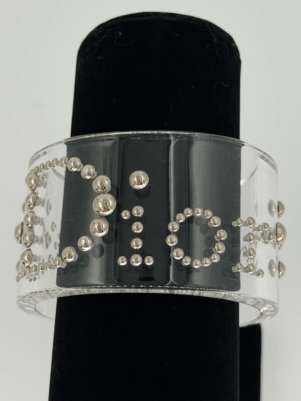 Dior Silver Studded Clear Cuff Bracelet w/COA! Gorgeous! Excellent Condition! - Picture 10 of 16